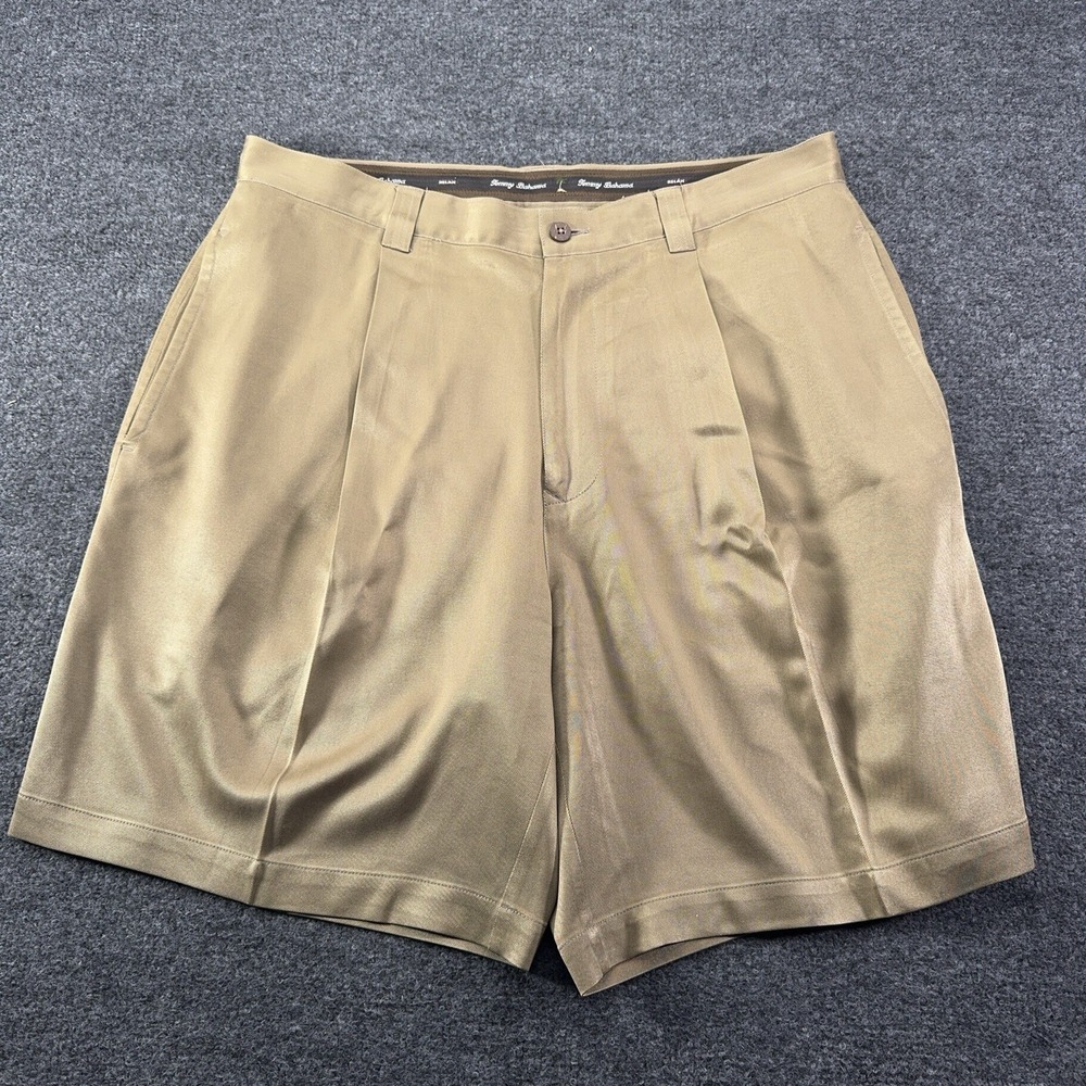Tommy BAHAMA Bronze Shimmery Shorts 34 pleated Front 100% Silk *